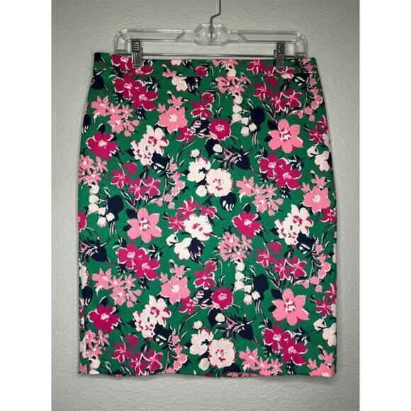 NWOT J. Crew Re-Imagined floral stretch cotton sateen pencil skirt 8 - Picture 1 of 9
